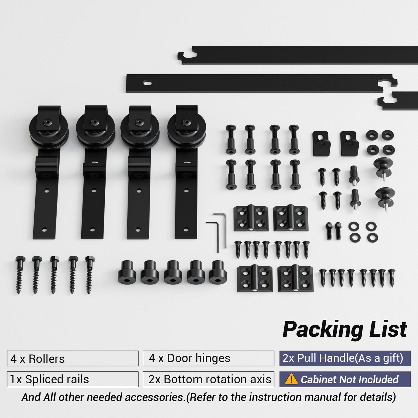 Mini Bifold Barn Door Hardware Kit 72"/6FT Sliding Track for 4 Doors Apply for Closet Cabinet Storage Window TV Stand and Other Shielding (No Cabinet)