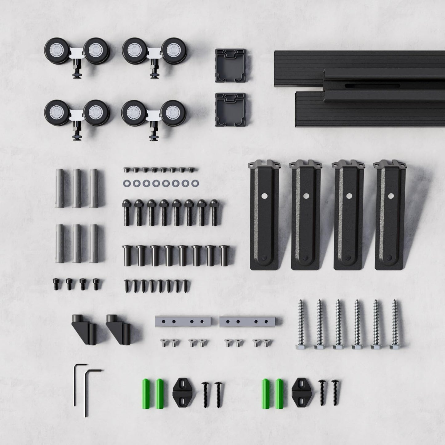 10FT/120'' Double Barn Door Hardware Sliding Box Rail Kit Ceiling Mount for Exterior Interior Door Heavy Duty Black No Door