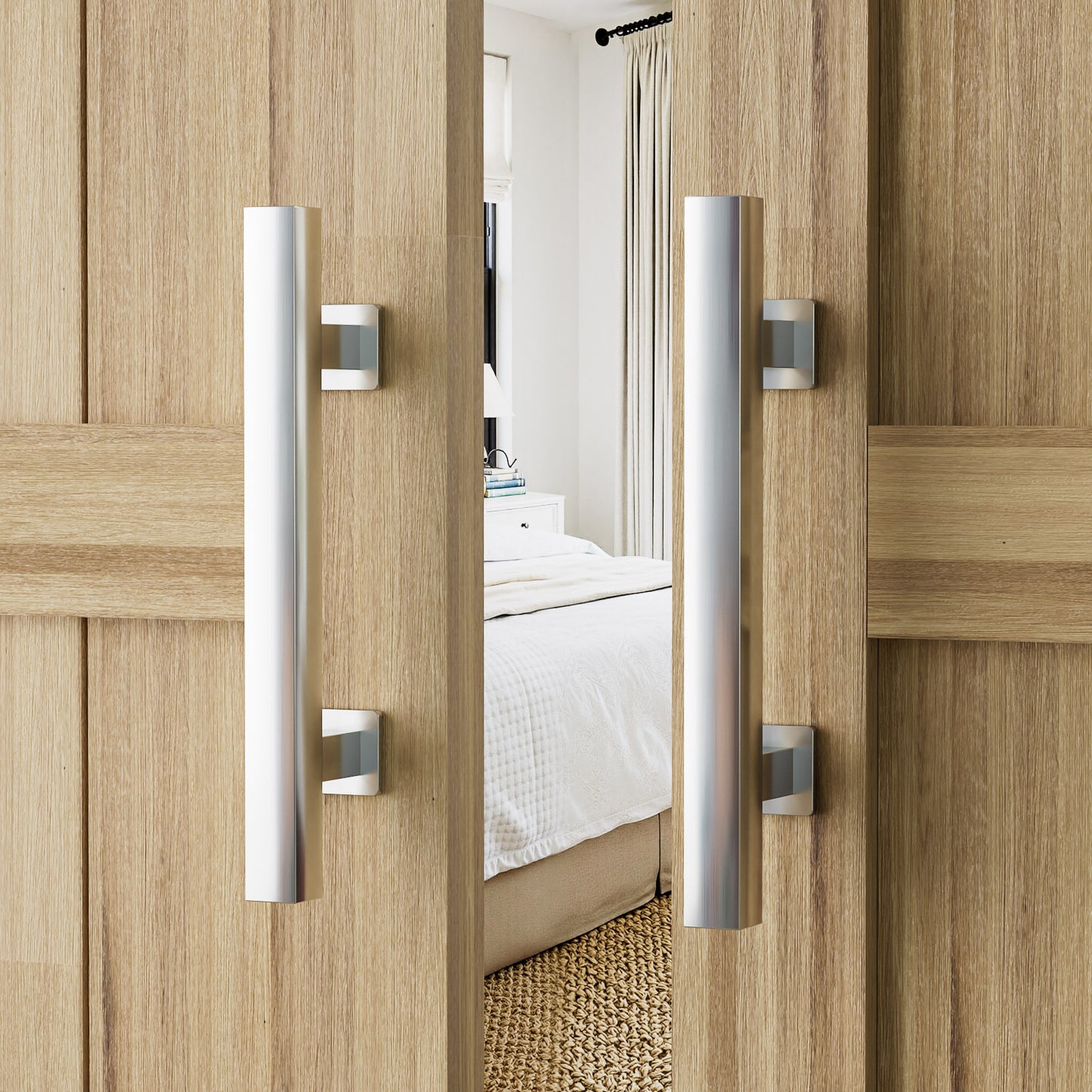 Barn Door Handles 12'' Stainless Steel Sliding Door Pull Flush Handle Double Sided Square Brushed Finish Heavy Duty