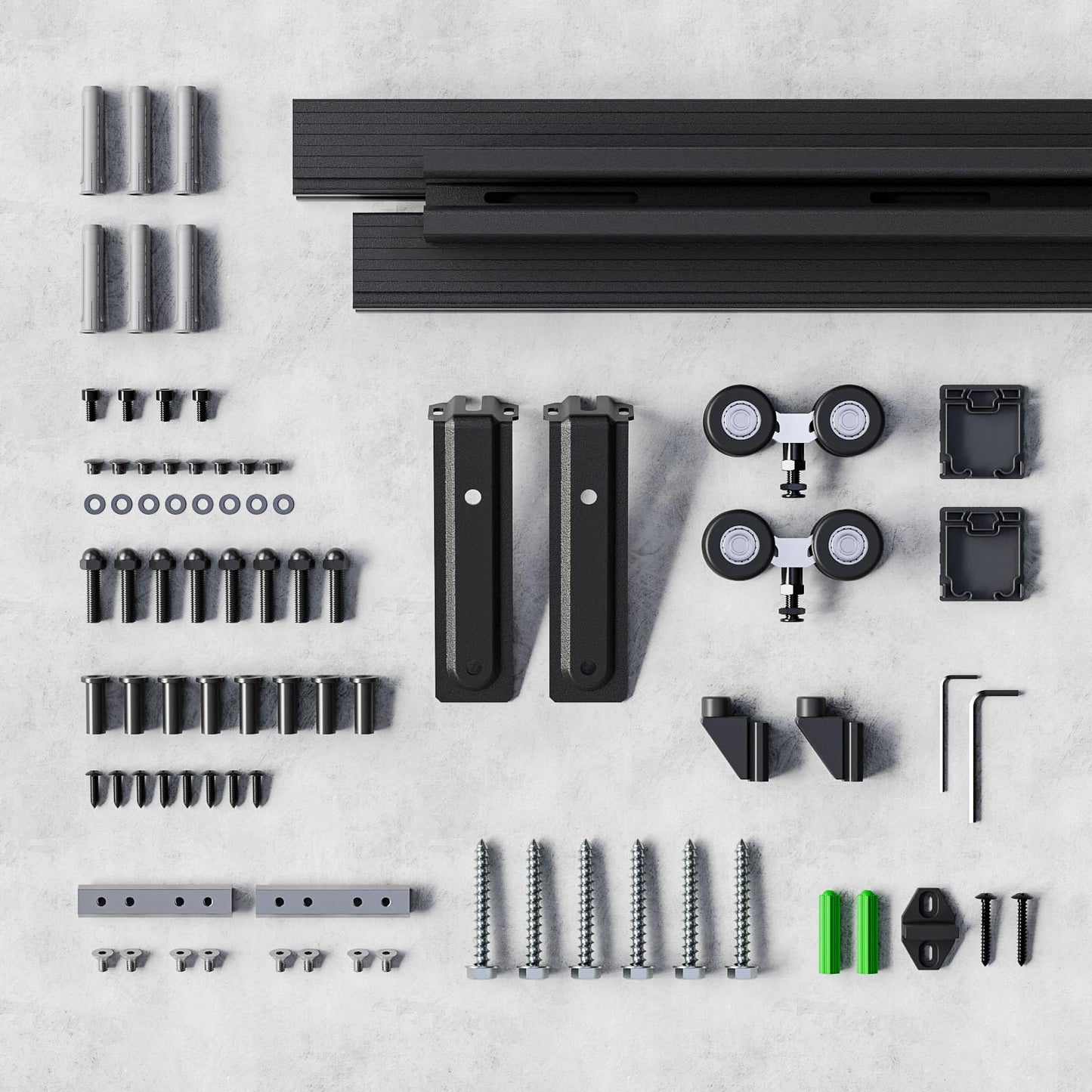 5FT/60'' Box Rail Sliding Barn Door Hardware Kit Ceiling Mount for Exterior Interior Use Heavy Duty Black,No Door