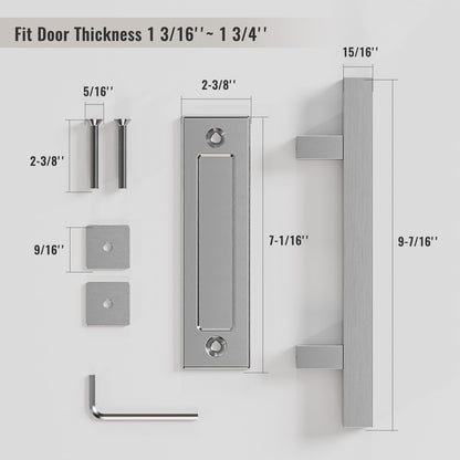 Barn Door Handles 10'' Stainless Steel Sliding Door Pull Flush Handle Double Sided Square Brushed Finish Heavy Duty
