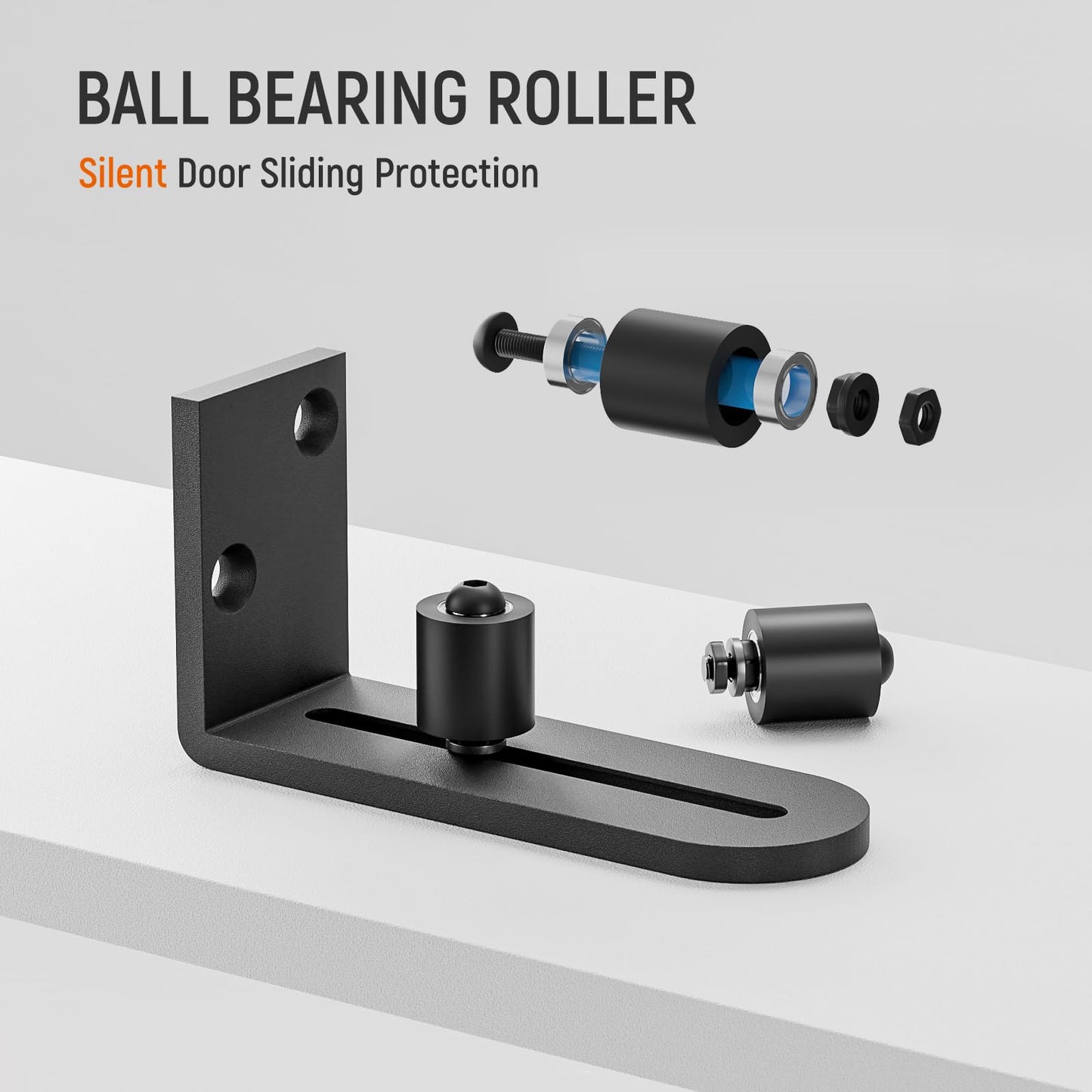 Sliding Barn Door Bottom Floor Guide 2 Pack Wall Mounted Roller Guides Ball Bearings Adjustable Stay Roller Black