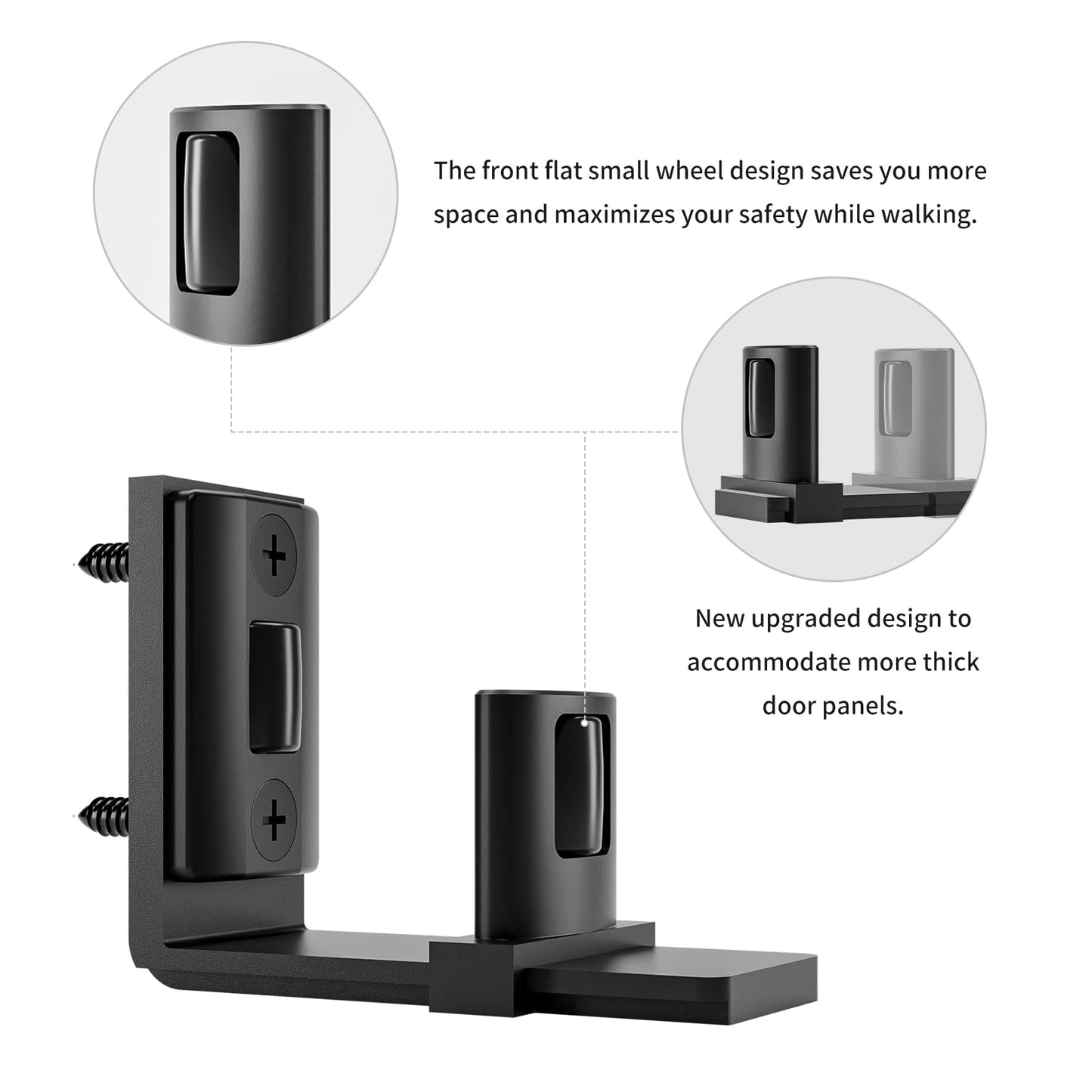 CCJH 2 Packs Sliding Barn Door Floor Guide Adjustable Bottom Double Small Rollers Guide Wall Mounted