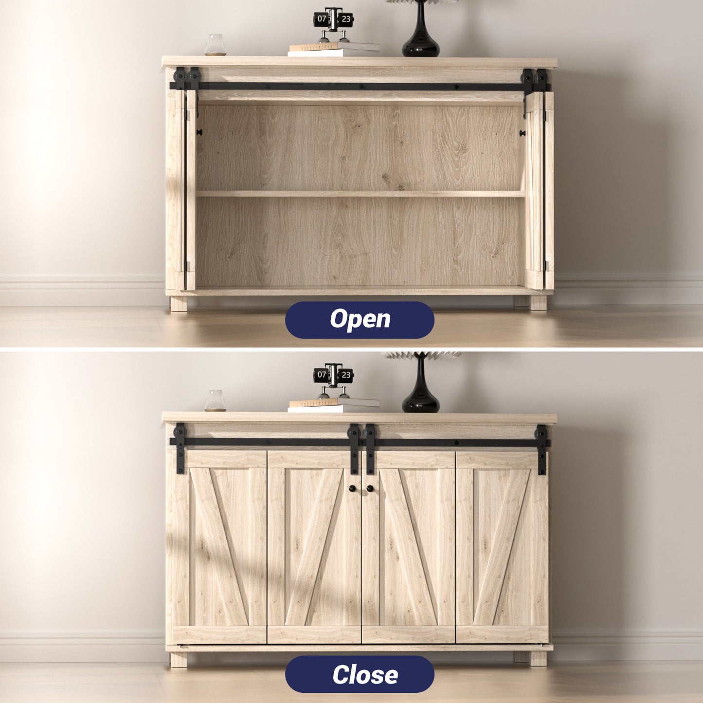 Mini Bifold Barn Door Hardware Kit 60"/5FT Sliding Track for 4 Doors Apply for Closet Cabinet Storage Window TV Stand and Other Shielding (No Cabinet)