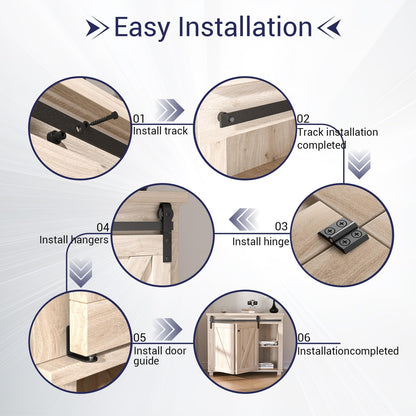 Mini Bifold Barn Door Hardware Kit 36"/3FT Sliding Track for Closet Cabinet-Fit Max Two Folding 16" Door Panels 30" Opening