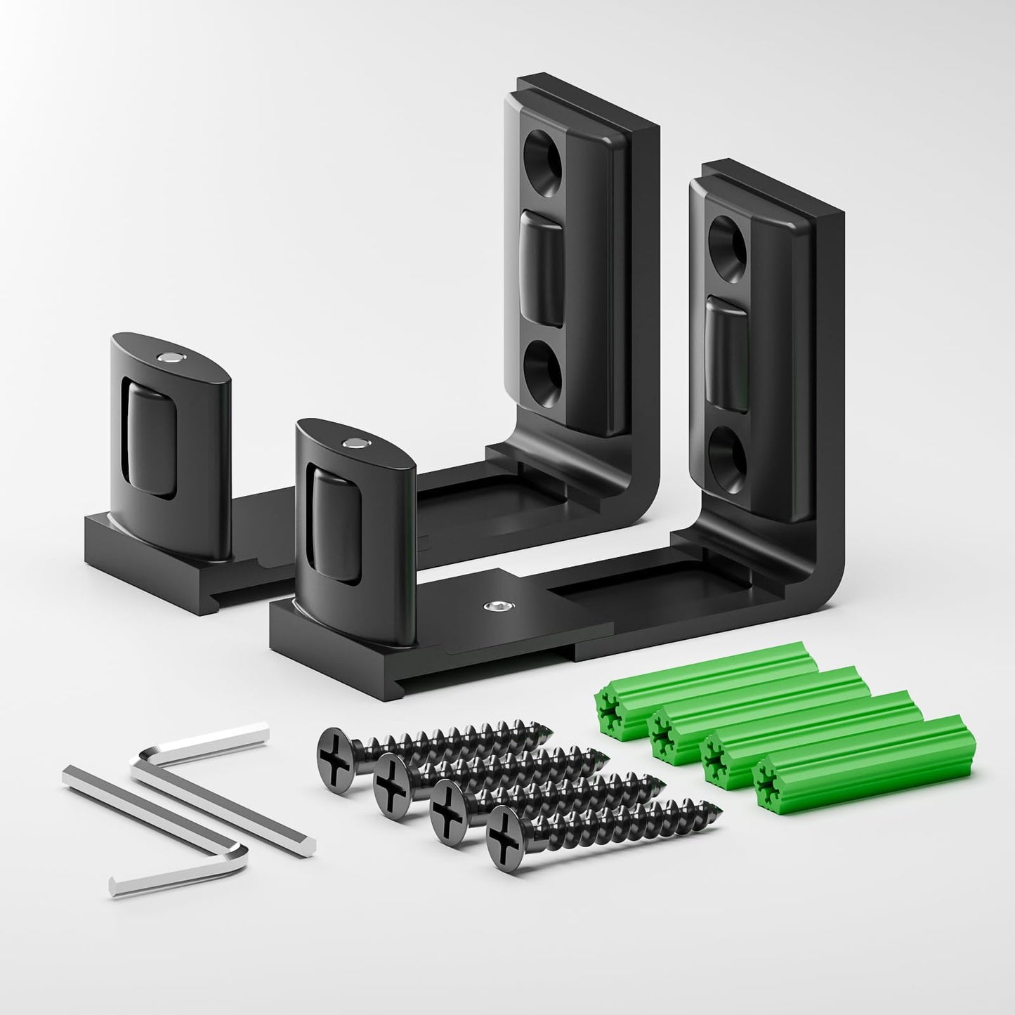 Sliding Barn Door Floor Guide 2 Packs Bottom Adjustable Roller Guides Wall Mounted Black