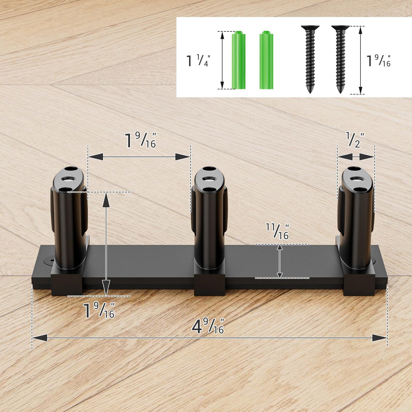 Sliding Closet Door Floor Guide Barn Door Bottom Guides for Bypass Double Door Floor Mount, Update Adjustable 3-Rollers Black