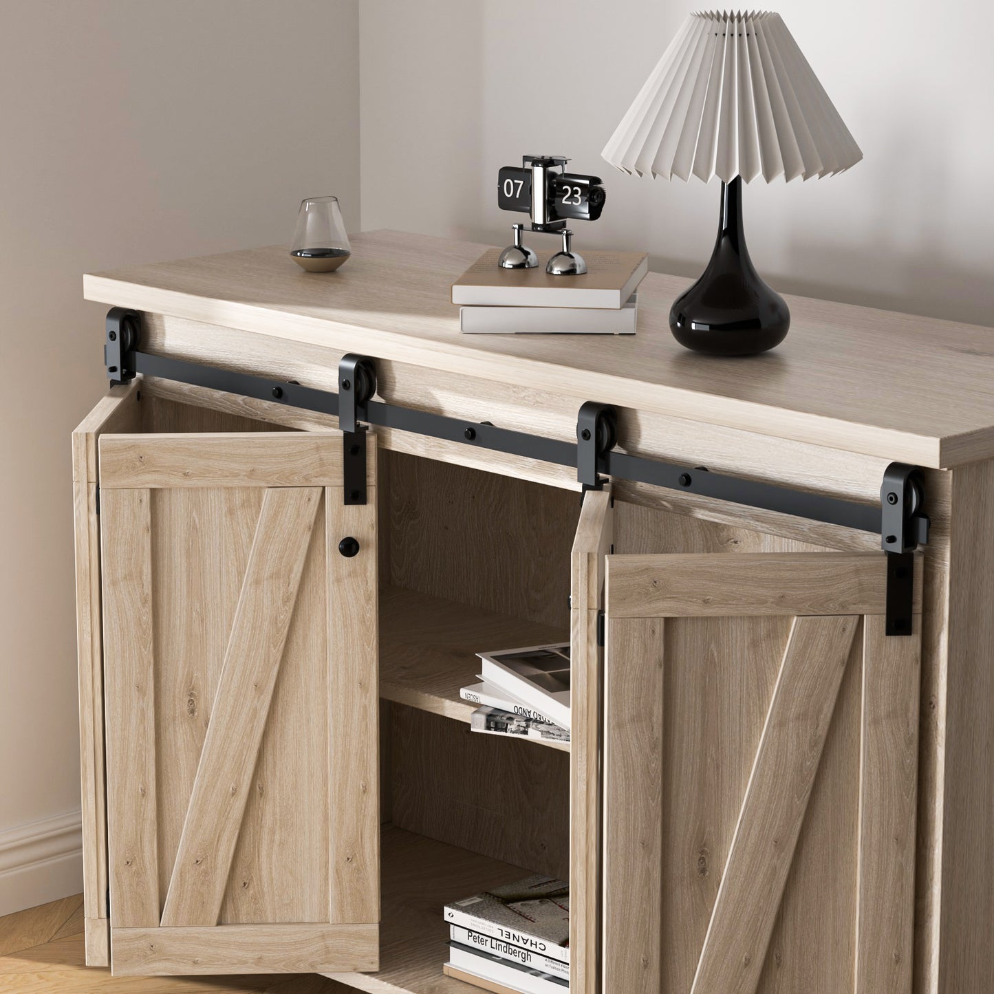 Mini Bifold Barn Door Hardware Kit 60"/5FT Sliding Track for 4 Doors Apply for Closet Cabinet Storage Window TV Stand and Other Shielding (No Cabinet)