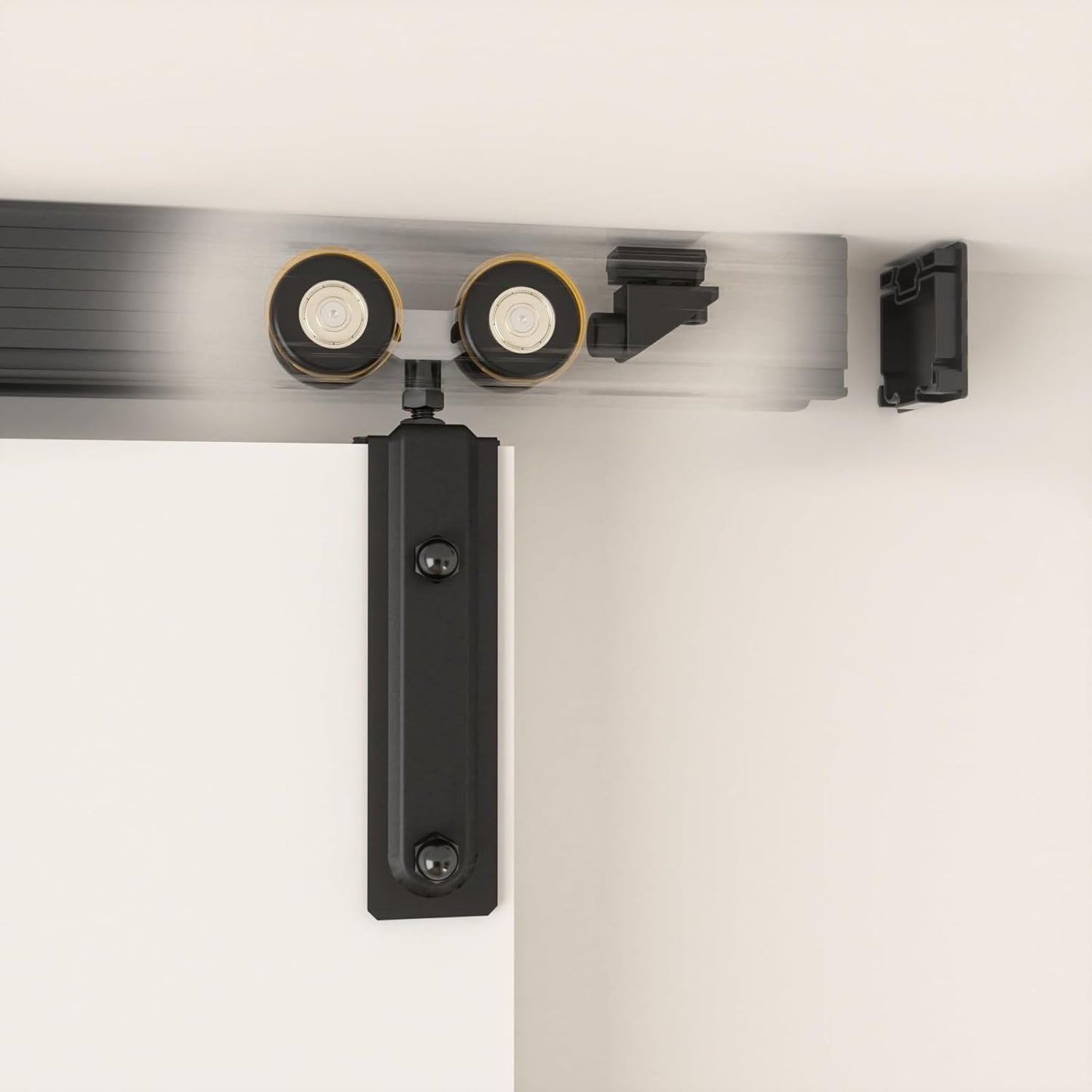 6FT/72'' Box Rail Sliding Barn Door Hardware Kit Ceiling Mount for Exterior Interior Use Heavy Duty Black, No Door