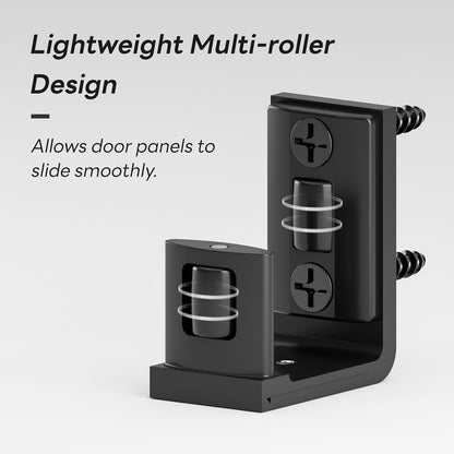 Sliding Barn Door Floor Guide 2 Packs Bottom Adjustable Roller Guides Wall Mounted Black