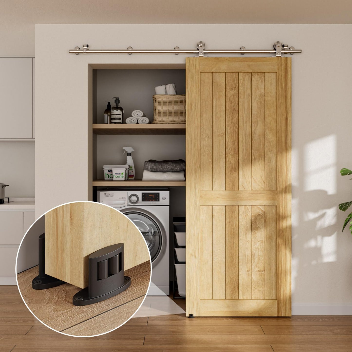 Sliding Barn Door Floor Guide 2 Pack Bottom Double-Sided Small Rollers Guides Aluminum Alloy Floor Mounted