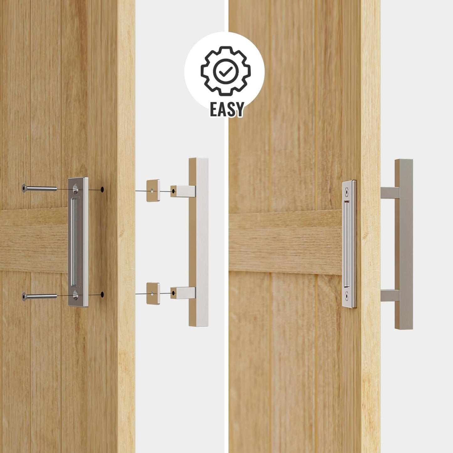 Barn Door Handles 10'' Stainless Steel Sliding Door Pull Flush Handle Double Sided Square Brushed Finish Heavy Duty