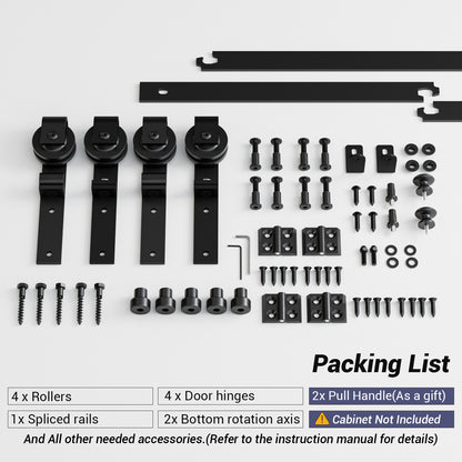 Mini Bifold Barn Door Hardware Kit 72"/6FT Sliding Track for 4 Doors Apply for Closet Cabinet Storage Window TV Stand and Other Shielding (No Cabinet)