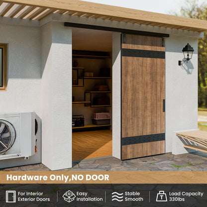 6.6FT/80'' Box Rail Sliding Barn Door Hardware Kit Ceiling Mount for Exterior Interior Single Door Heavy Duty Black No Door