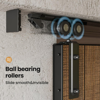 5FT/60'' Box Rail Sliding Barn Door Hardware Kit Ceiling Mount for Exterior Interior Use Heavy Duty Black,No Door