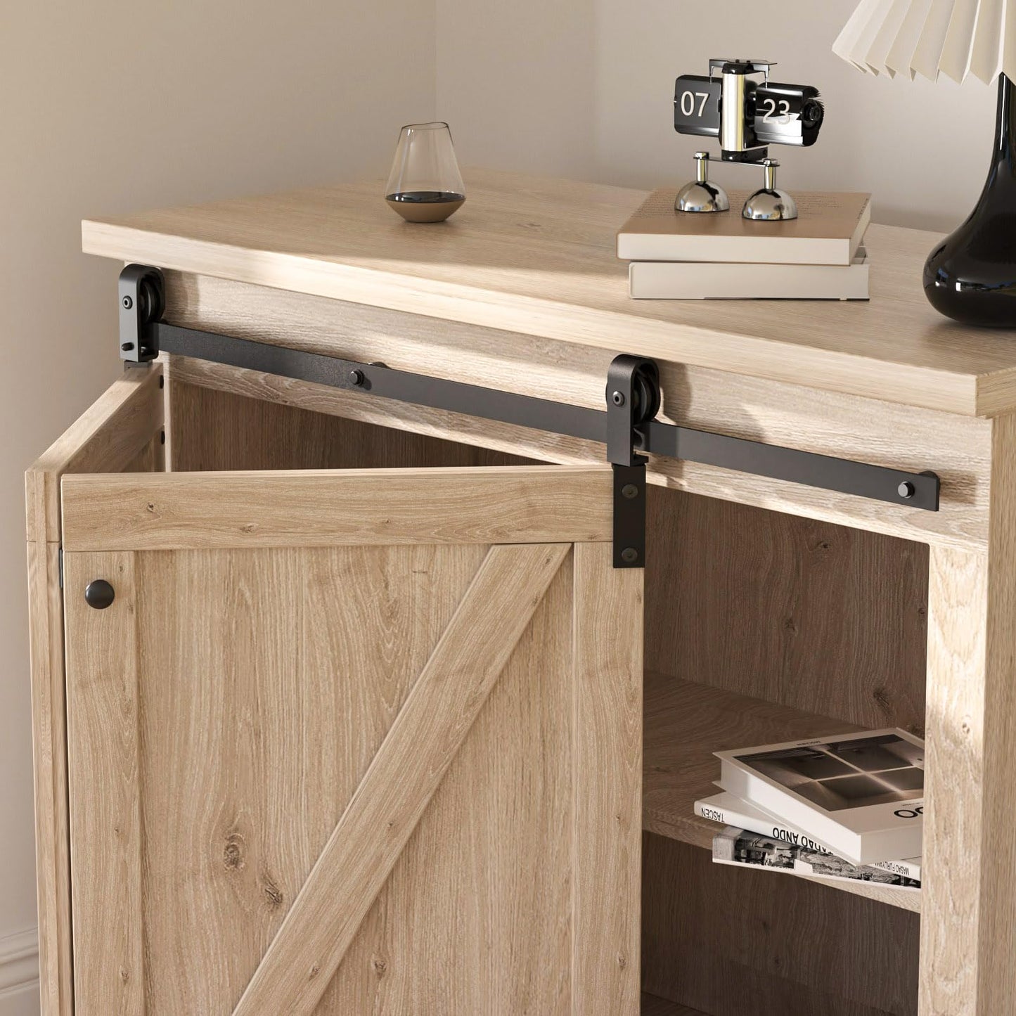 Mini Bifold Barn Door Hardware Kit 48"/4FT Sliding Track for Closet Cabinet-Fit Max Two Folding 22" Door Panels 42" Opening