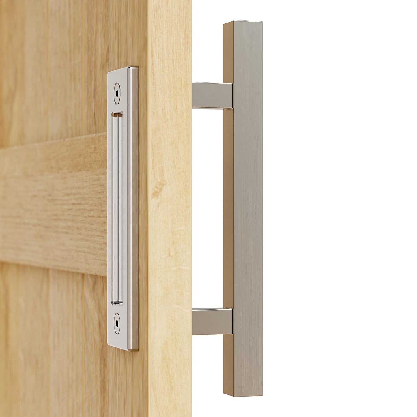 Barn Door Handles 10'' Stainless Steel Sliding Door Pull Flush Handle Double Sided Square Brushed Finish Heavy Duty
