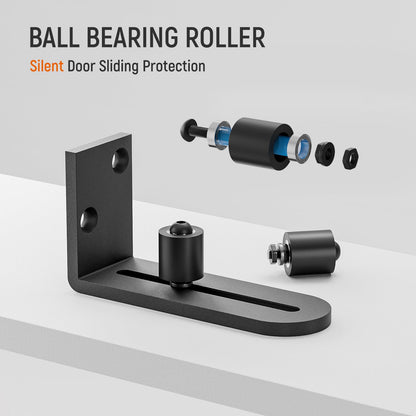 Sliding Barn Door Bottom Floor Guide 2 Pack Wall Mounted Roller Guides Ball Bearings Adjustable Stay Roller Black