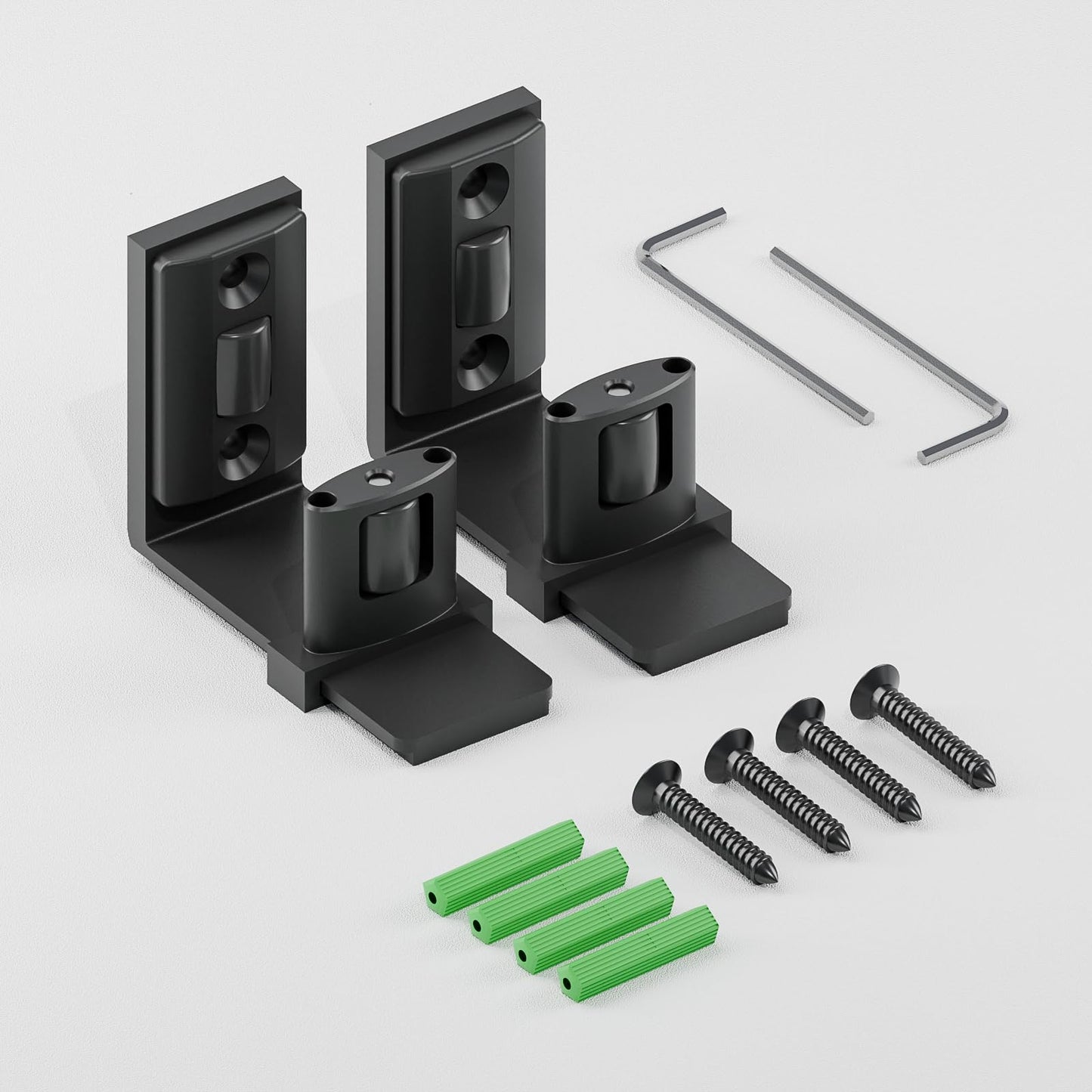 CCJH 2 Packs Sliding Barn Door Floor Guide Adjustable Bottom Double Small Rollers Guide Wall Mounted