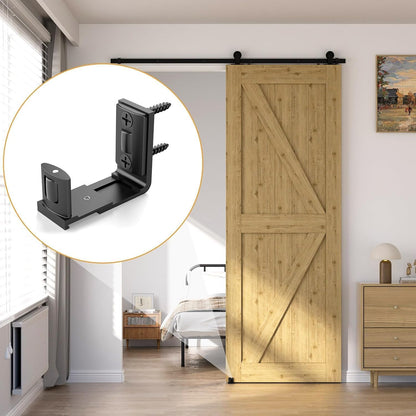 Click to see full view      4+  VIDEO Sliding Barn Door Floor Guide 2 Packs Bottom Adjustable Roller Guides Wall Mounted Black