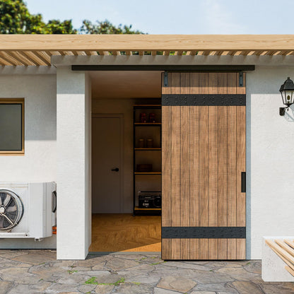 6.6FT/80'' Box Rail Sliding Barn Door Hardware Kit Ceiling Mount for Exterior Interior Single Door Heavy Duty Black No Door