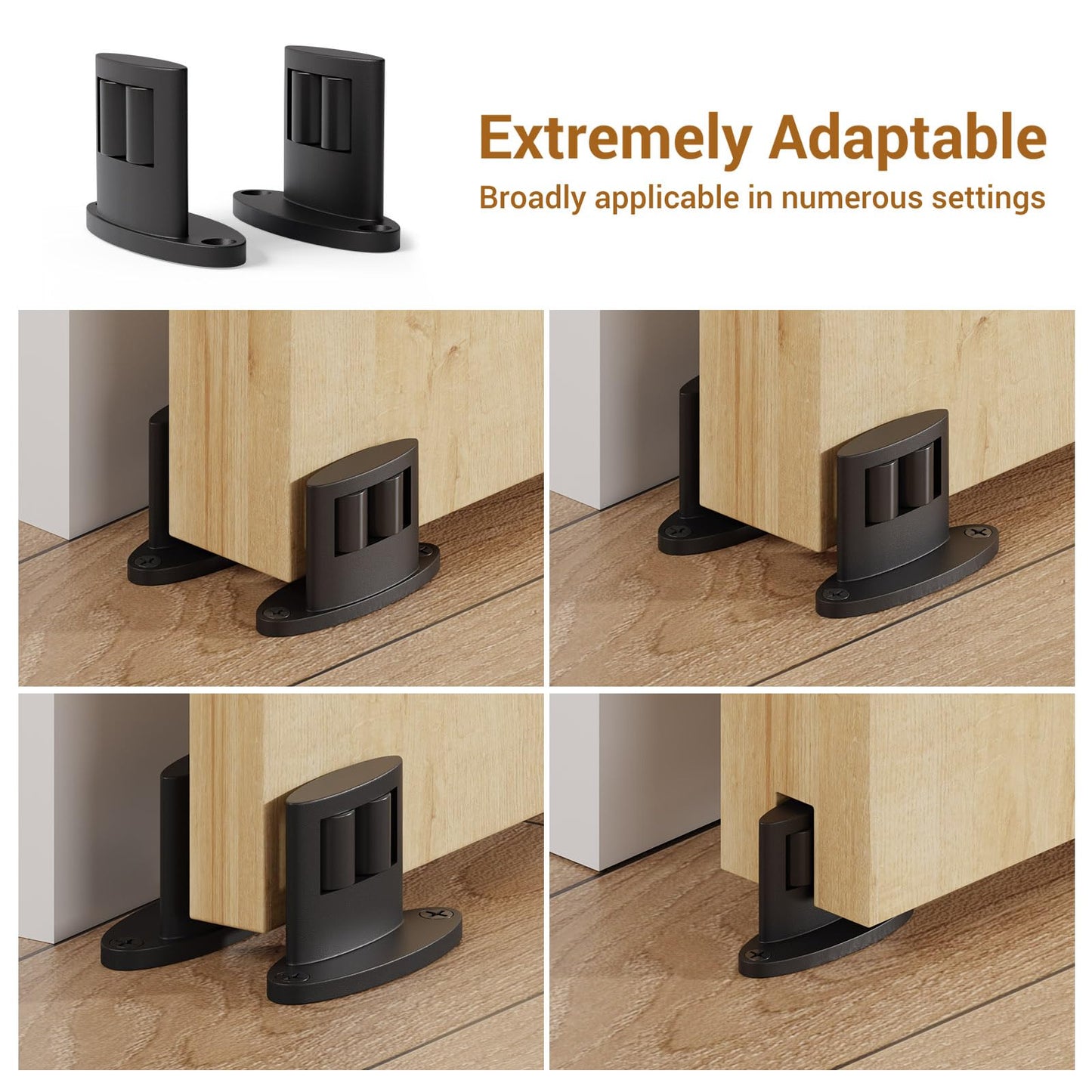 Sliding Barn Door Floor Guide 2 Pack Bottom Double-Sided Small Rollers Guides Aluminum Alloy Floor Mounted