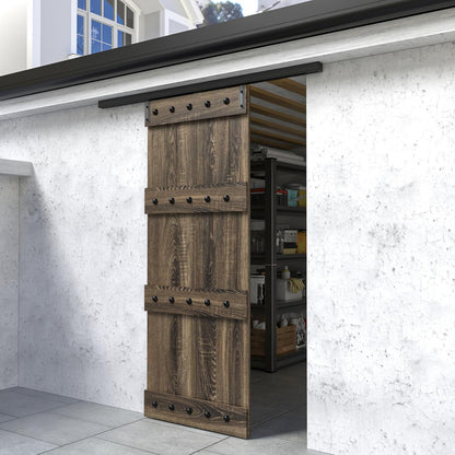 6.6FT/80'' Box Rail Sliding Barn Door Hardware Kit Ceiling Mount for Exterior Interior Single Door Heavy Duty Black No Door