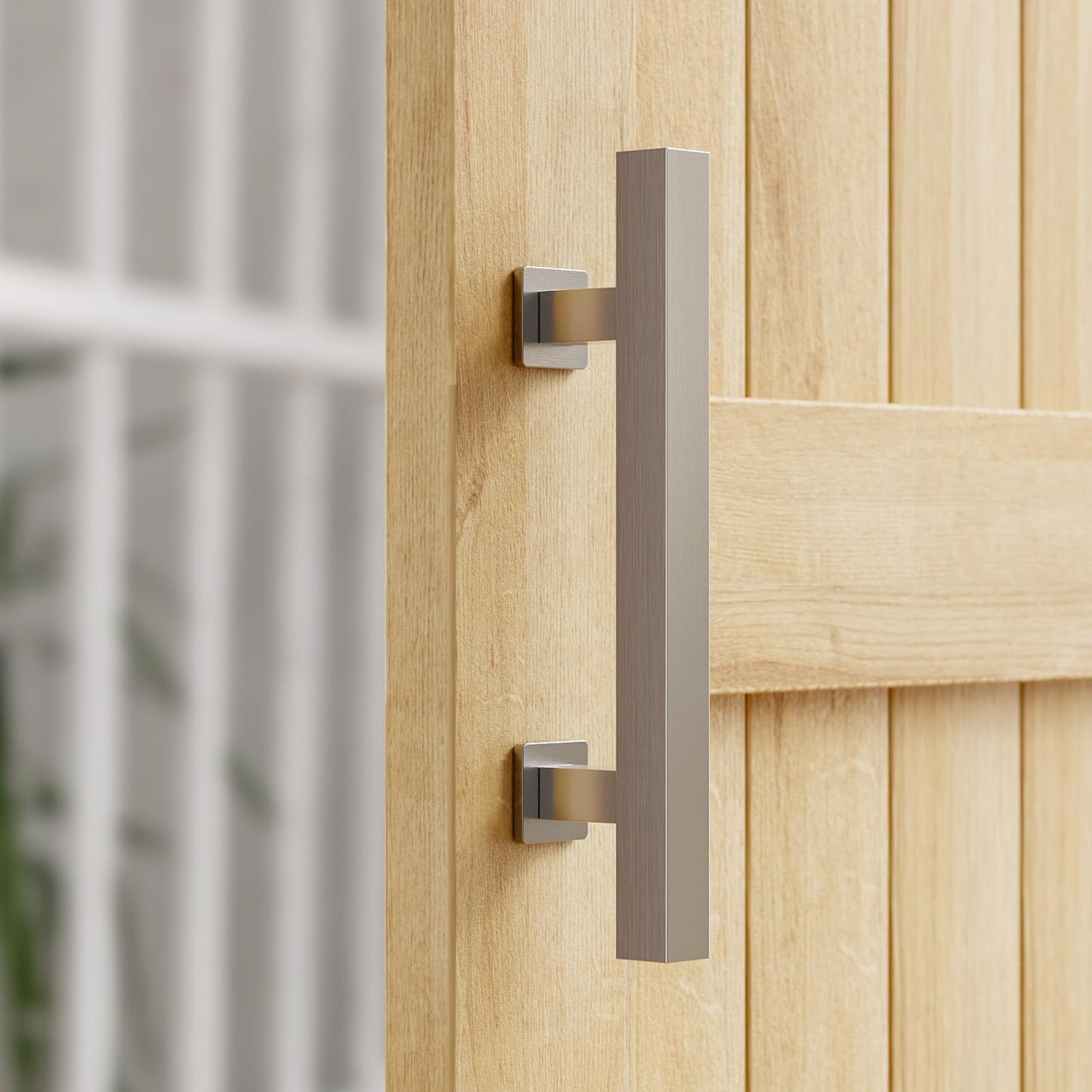 Barn Door Handles 12'' Stainless Steel Sliding Door Pull Flush Handle Double Sided Square Brushed Finish Heavy Duty