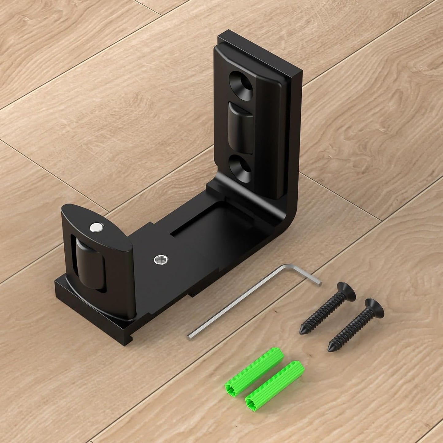 Sliding Barn Door Floor Guide Bottom Adjustable Roller Guides Wall Mounted Black