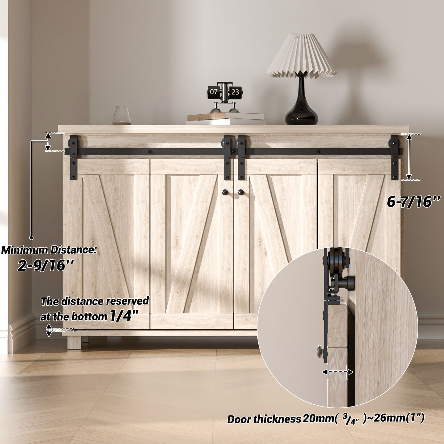 Mini Bifold Barn Door Hardware Kit 60"/5FT Sliding Track for 4 Doors Apply for Closet Cabinet Storage Window TV Stand and Other Shielding (No Cabinet)