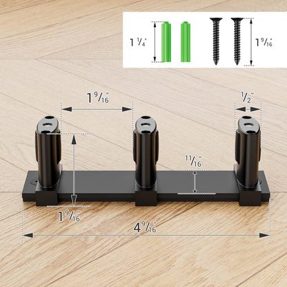 Sliding Closet Door Floor Guide Barn Door Bottom Guides for Bypass Double Door Floor Mount, Update Adjustable 3-Rollers Black