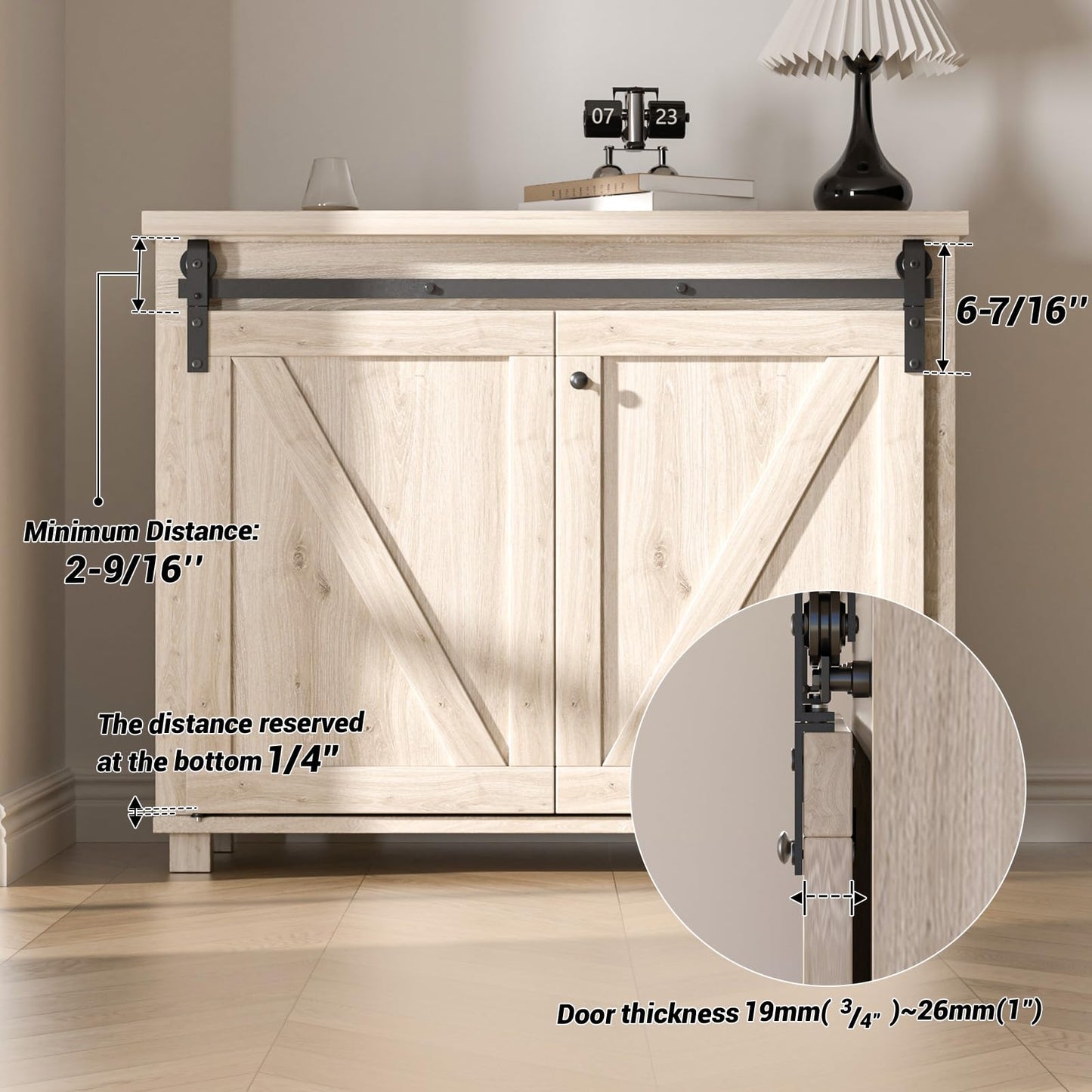 Mini Bifold Barn Door Hardware Kit 36"/3FT Sliding Track for Closet Cabinet-Fit Max Two Folding 16" Door Panels 30" Opening