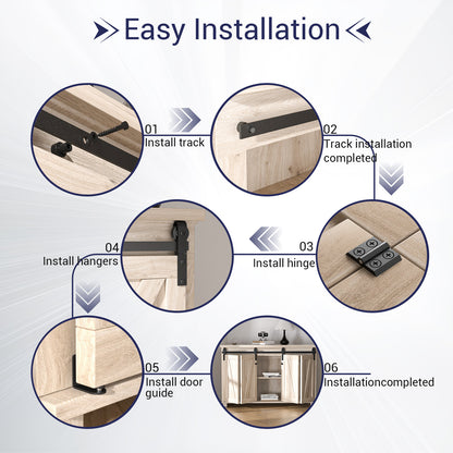 Mini Bifold Barn Door Hardware Kit 60"/5FT Sliding Track for 4 Doors Apply for Closet Cabinet Storage Window TV Stand and Other Shielding (No Cabinet)