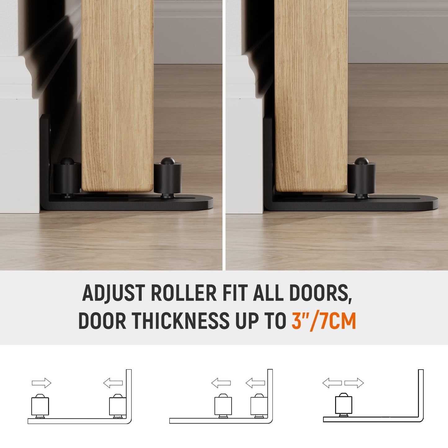 Sliding Barn Door Bottom Floor Guide Wall Mounted Roller Guides Ball Bearings Adjustable Stay Roller Black