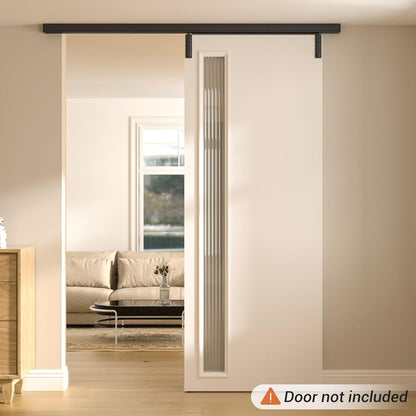 6FT/72'' Box Rail Sliding Barn Door Hardware Kit Ceiling Mount for Exterior Interior Use Heavy Duty Black, No Door