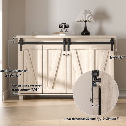 Mini Bifold Barn Door Hardware Kit 72"/6FT Sliding Track for 4 Doors Apply for Closet Cabinet Storage Window TV Stand and Other Shielding (No Cabinet)